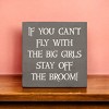 Slickblue Funny Witch Quote Wood Sign – “Stay Off the Broom” Saying, 7x7 Rustic Knotty Pine Wall Art - 3 of 3