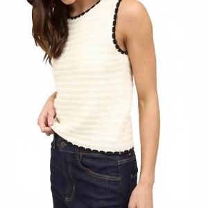 Women's Contrast trim sweater top - Blu Pepper - 1 of 3