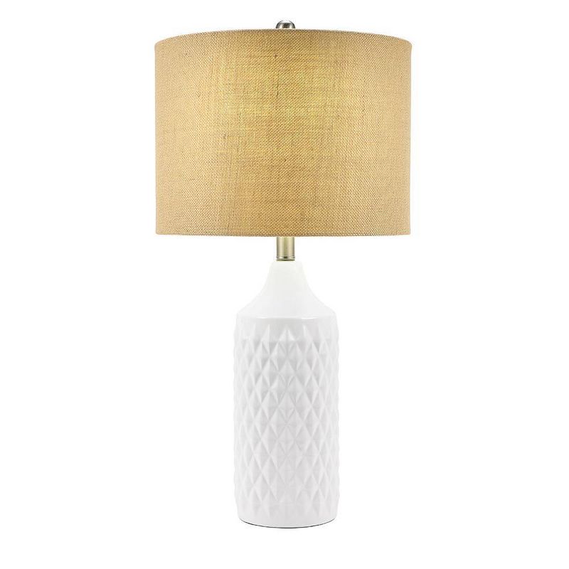 26.5&#34; Geometric Ceramic Table Lamp with Linen Shade White - Cresswell Lighting, 5 of 9