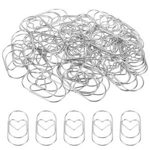 Unique Bargains Heart-Shaped Metal Prevent Tearing Pages Home Office Paper Clip 50 Pcs - 1 of 4