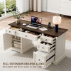 Dyonery Wood Home Office Desk with Charging Station 60" Farmhouse Executive Desk with Drawer/File Drawer/Storage Cabinet,Rustic Computer Writing Desk - 4 of 4
