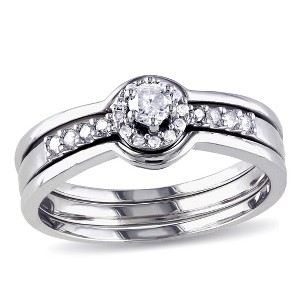 EVERLY JEWELRY | Sterling Silver 1/4 CT TW Diamond Halo Bridal Set - 1 of 4