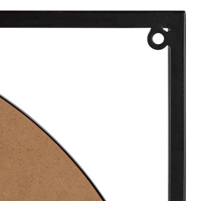 26.7" Black Iron Square Wall Mirror with Shelf