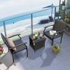 Costway 3 PCS Patio Conversation Set Wicker Chair Tempered Glass Table Cushioned Seat Quick Dry Foam All Weather - 2 of 4
