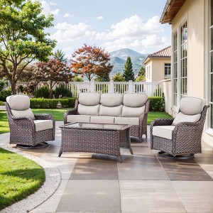 Gymojoy Outdoor Patio Sofa Chairs Coffee Table with Swivel Chairs for Garden  Yard - 1 of 4