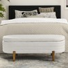 Sapphtopaz Modern Storage Bench Oval Accent Ottoman with Storage and Wood Legs Upholstered Vanity Stool for Bedroom, Entryway, Living Room - 2 of 4