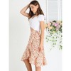 Allegra K Women's Floral Printed Self Tie Knot High-Low Ruffle Hem Wrap Skirt - 4 of 4