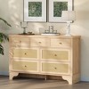 7 Drawers Dresser, Natural Rattan Modern Wood Dressers & Chest of Drawers for Bedroom, Wide Storage Dressers Organizer Deep Drawers - 2 of 4