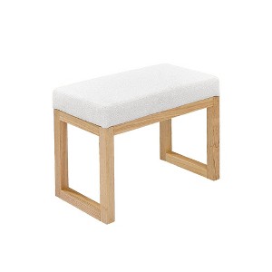 Itopfox Rectangular Ottoman Bench, Footstool with Loop Yarn Fabric and Sturdy Rubber Wood, Perfect for Living Rooms, Bedrooms, and Corridors in Beige - 1 of 4