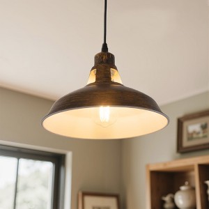 YANSUN 1-Light Modern   Plug in Pendant Light, No Bulbs Included, Rust Finish Adjustable Cord with Button Switch - 1 of 1