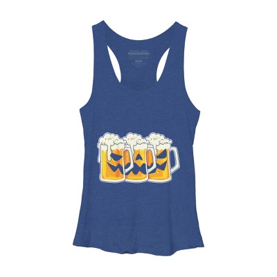 Women's Design By Humans Halloween Jack O Lantern Beer Drinking By RedBirdLS Racerback Tank Top