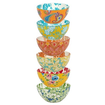 Set Of 6 Damask Floral All Purpose 12oz Bowls - Certified International ...