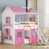 NicBex Twin Size Bunk Bed Roof Shape Loft Bed Pine Bed Frame with Windows, Sills, Tent, Inclined Ladder and Guardrail, No Box Spring Required - 2 of 4