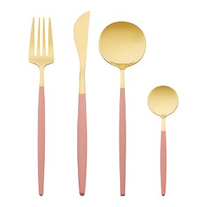 REGALWOVEN Stainless Steel Mirror Polished Flatware Sets Cutlery Set 4 Piece - 1 of 4