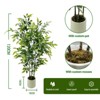 Ficus Artificial Tree 4/5/6ft Fake Silk Plant for Home Decor Indoor, Faux Floor Tree in White Imitation Ceramic Planter with Green Fake Moss,Set of 1 - 2 of 4
