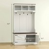 Resenkos 3-In-1 Hall Tree - Shoe Storage, Coat Rack & Bench, Entryway Furniture with Five Hooks,  Wood Grain - 3 of 4