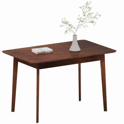 47.2" Rectangle Dining Table for 4, Mid-Century Kitchen Table with Rubber Wood Legs for Dining Room