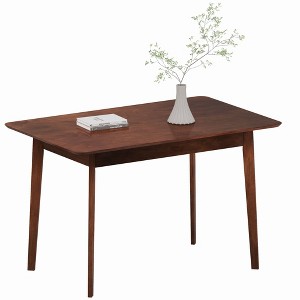HOMCOM Mid-Century Modern Dining Table for 4, 47.2" Rectangle Kitchen Table with Wood Veneer Top and Rubber Wood Frame for Dining Room - 1 of 4