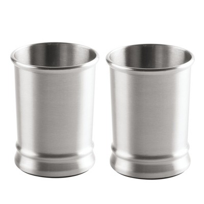 mDesign Metal Tumbler Rinsing Cup, for Bathroom Vanity, 2 Pack - Brushed