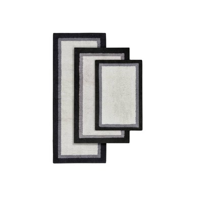 Black and Gray Cotton Tufted Bath Rug 27" x 45"