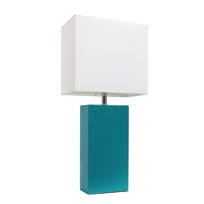 Leather Table Lamp with Fabric Shade  - Elegant Designs, 1 of 6