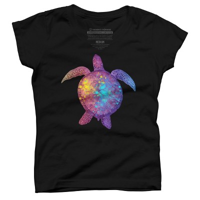Girl's Design By Humans Pink And Purple Watercolor Sea Turtle By Maryedenoa T-Shirt
