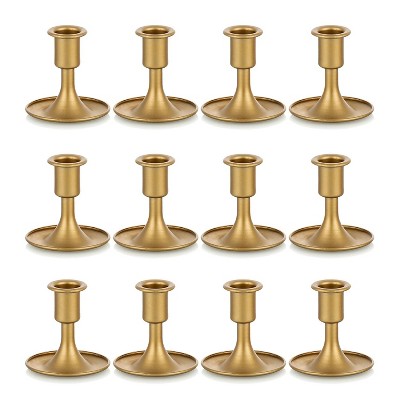 Attop Candlestick Holders Taper Candle Holders Gold Candle Stick Candle Holder for Table Centerpiece Festive Mantel Decoration Set of 12