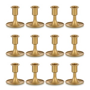 Attop Candlestick Holders Taper Candle Holders Gold Candle Stick Candle Holder for Table Centerpiece Festive Mantel Decoration Set of 12 - 1 of 4