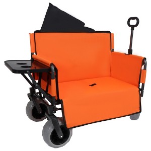 Whisen 3-in-1 Folding Wagon with Bench Seat & Rear-Mounted Folding Tabletop, 500lbs Capacity - 1 of 4