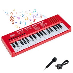 Costway Kids Piano Keyboard with 8 Rhythms 8 Tones 22 Demos for 3+ Years Old Boys & Girls Red/Black - 1 of 4