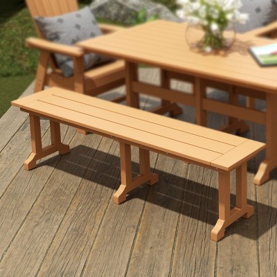 Teak 65" Semi-Gloss Outdoor Patio Dining Bench