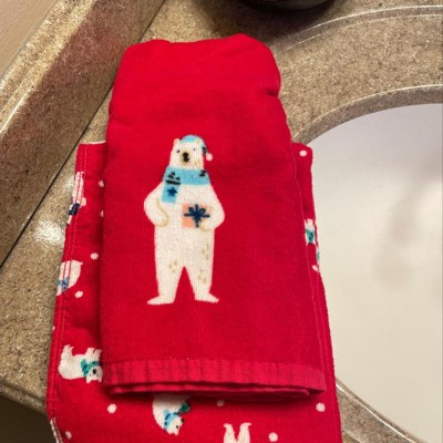 Lot Red Christmas Bear Handmade Towel Set Bath/Hand Cotton Bathroom