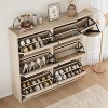 Shoe Cabinet with 3 Flip Drawers, Wooden Shoe Organizer Cabinet with Adjustable Shelf, Shoe Storage for Entryway, Hidden Shoe Cabinet - 4 of 4