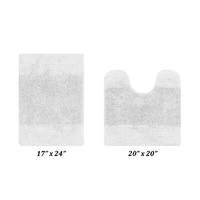 Granada 2 Piece Bath Rug Set 100% Premium Cotton Tufted Non-Slip Backing Bathmats for Bathroom, Super Soft Absorbent, Machine Washable