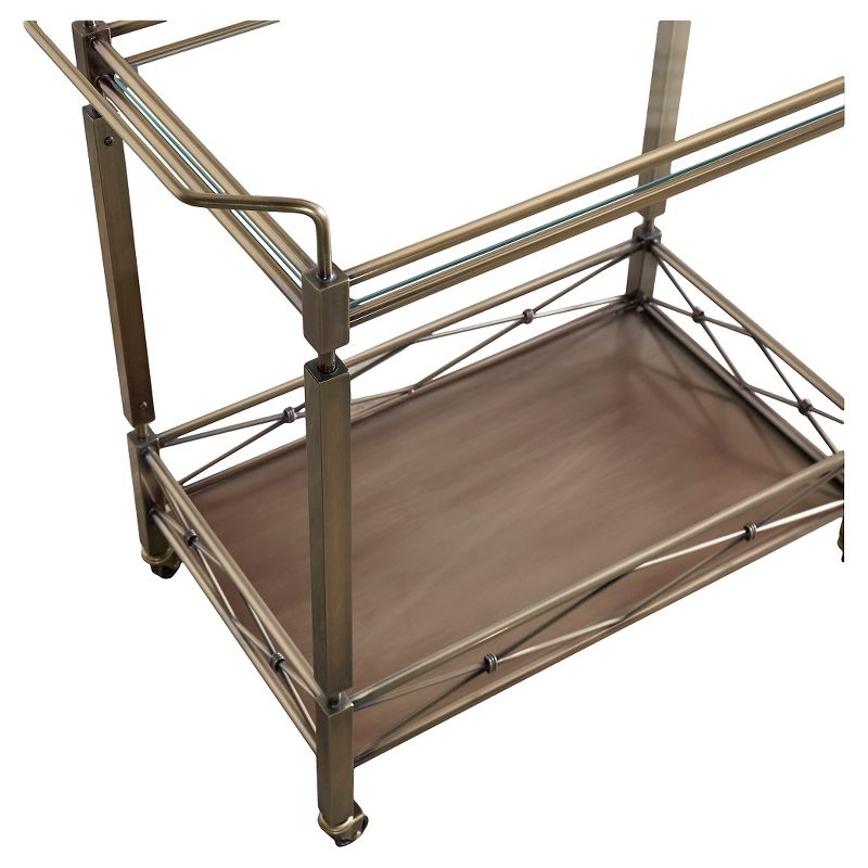 Evelyn Metal and Glass Bar Cart Antique Brass - Inspire Q, 5 of 7