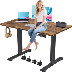 HOMDOX Elec-Standing Desk 48" x 24" for Home/Office/ Sit-Stand Adjustable w/Memory Presets Hook Lockable Wheels (Wheels additional 2.5" high) - 1 of 4