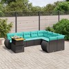vidaXL 10 Piece Patio Sofa Set with Cushions Black Poly Rattan - 2 of 4