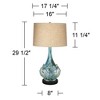 Possini Euro Design Kenya Modern Table Lamp with Round Black Riser 29 1/2" Tall Blue Green Ceramic Beige Linen Drum Shade for Bedroom Living Room Kids - 4 of 4