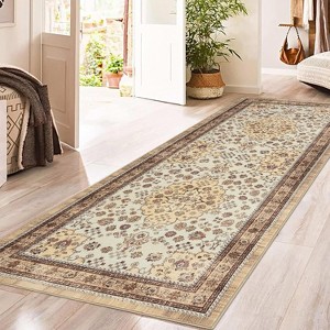Fulvari Washable Area Rug Vintage Foldable Thin Rug Soft Low-Pile Non-Slip Stain Resistant Floor Indoor Outdoor Carpet - 1 of 4