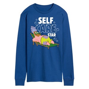 Men's - SpongeBob SquarePants - Self Care Star Long Sleeve Graphic T-Shirt - 1 of 4