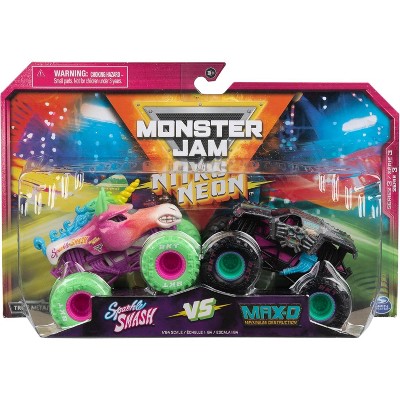 Monster Jam, Official Nitro Neon, Sparkle Smash Vs. Max-D, 1:64 Scale Die-Cast Monster Trucks, Kids Toys for Boys Ages 3 and up