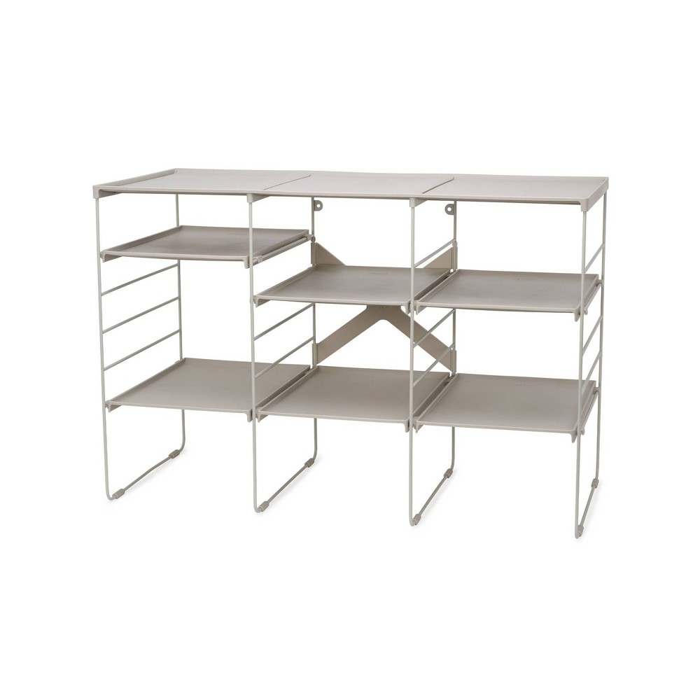 Joseph Joseph Level Plus Adjustable Shoe Rack - Stores 12 Pairs: Freestanding Carbon Steel Frame, Off-White, 29.8" Width