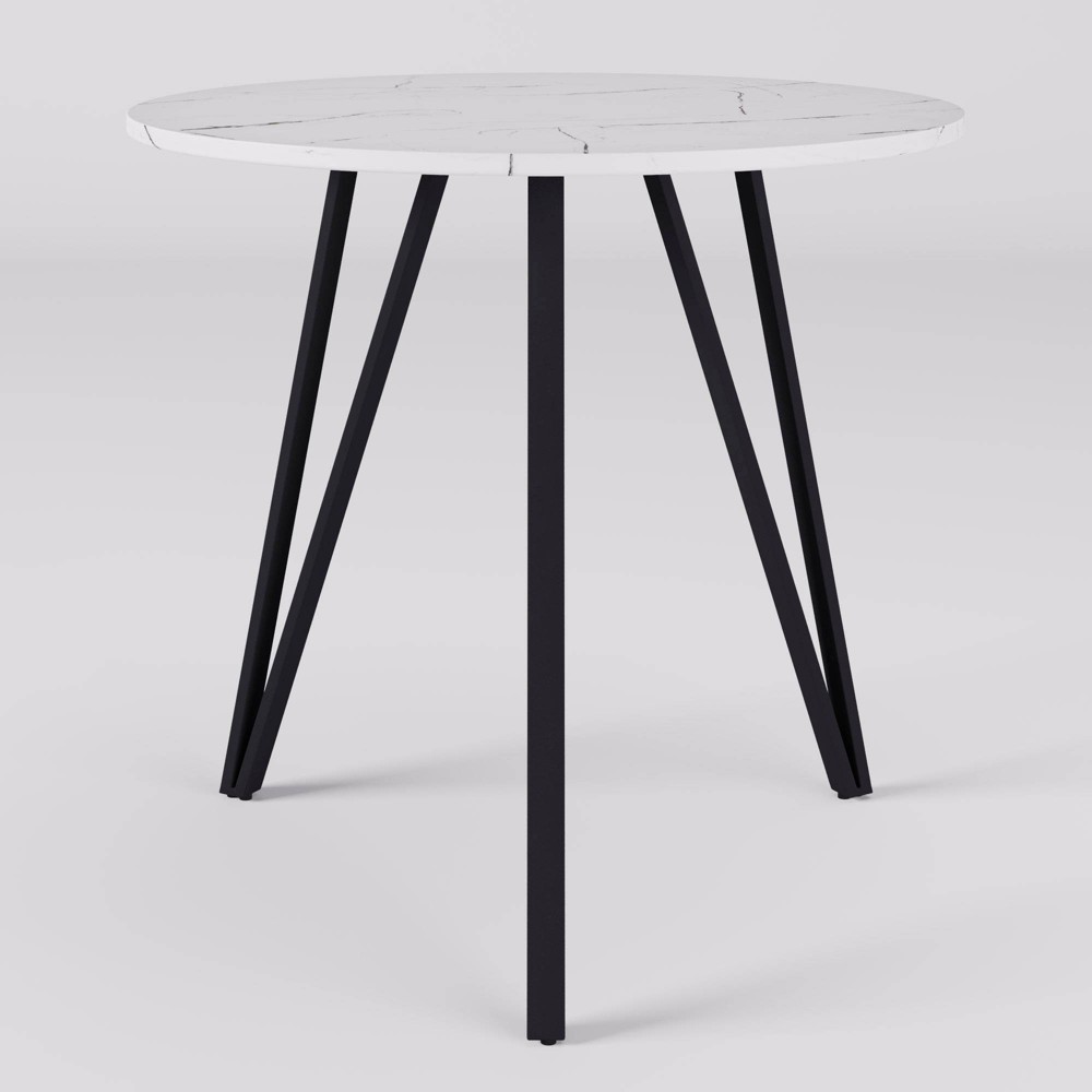 Photos - Garden & Outdoor Decoration CorLiving 31" Ezra Small Round Dining Table Marble Finish White - : Bistro Style, Seats 4 