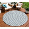 Sky Blue And Ivory Geometric Washable Indoor Outdoor Area Rug - 2 of 4