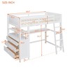 High Loft Bed Frame with Drawers and Desk, Wooden Loft Bed with Shelves for Kids Adults - 2 of 4
