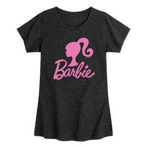 Girls' - Barbie - Logo Pink Glitter Transfer Short Sleeve Graphic T-Shirt - 1 of 2