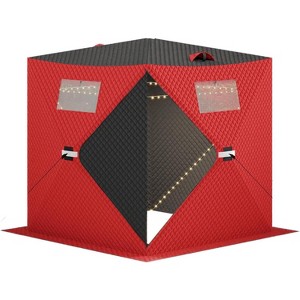 Coucheta Pop-up Ice Fishing Tent for 2 Persons, Hub-Style Insulated Portable Ice Fishing Shelter & Carrying Bag, Zippered Door, Wind Rope & Anchors - 1 of 3