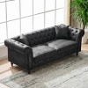 83" Chesterfield 3 Seater Sofa,Classic Rolled Arm Couch with Stain Resistant Tech Fabric & Button Tufting for Living Room-Baofuwish - 3 of 4