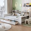Sapphtopaz Daybed Bed Frame for Kids with 2 Storage Drawers Wood Bed Frame with Storage Shelves and Study Desk for Children's Room - 4 of 4