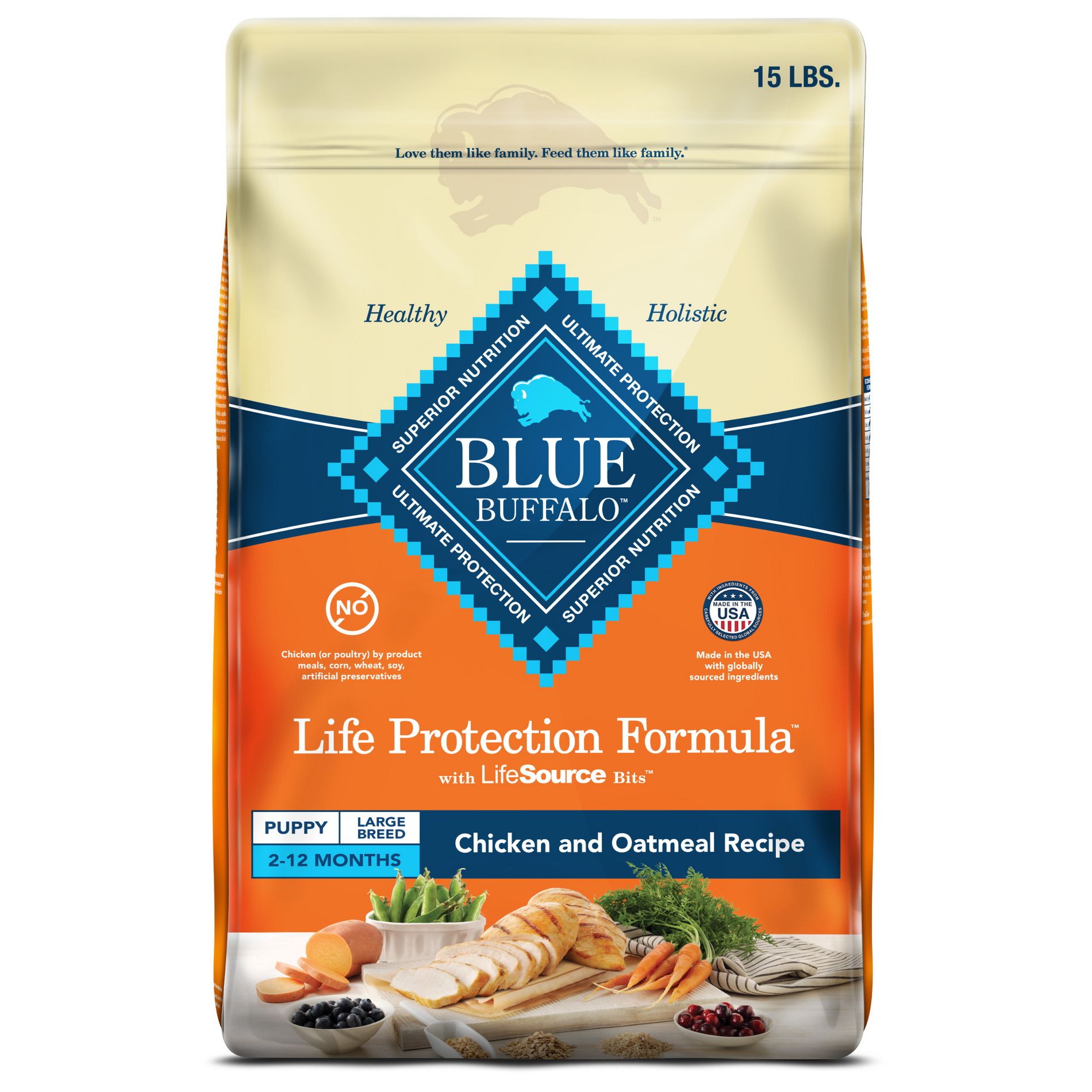 Blue Buffalo Life Protection Formula Natural Puppy Large Breed Dry Dog Food with Chicken and Brown Rice